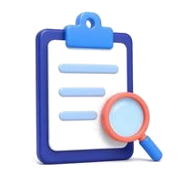 Clipboard and magnifying glass